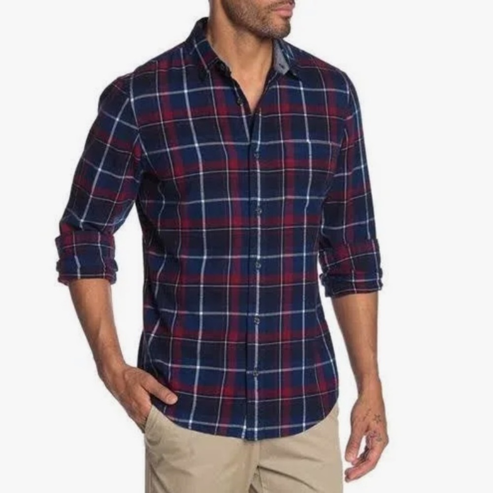 Wallin & Bros Mens Ollie Plaid Slim Fit Button Down Flannel Shirt Size 2XL